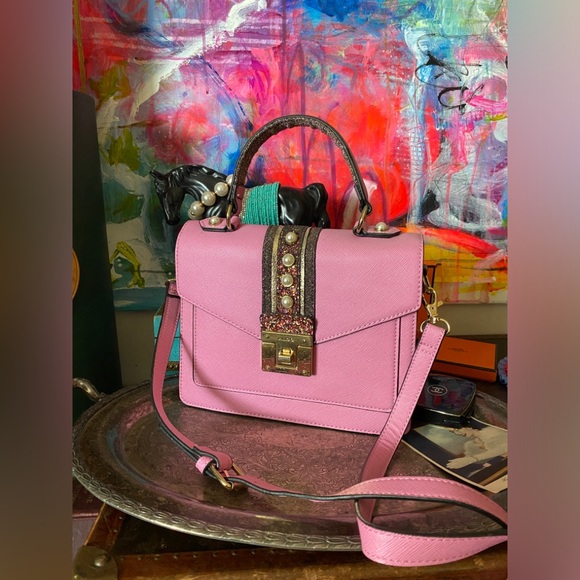 Beautiful Pink Glitter ALDO Statement Purse Bag top carry or Shoulder Strap π - Picture 1 of 8
